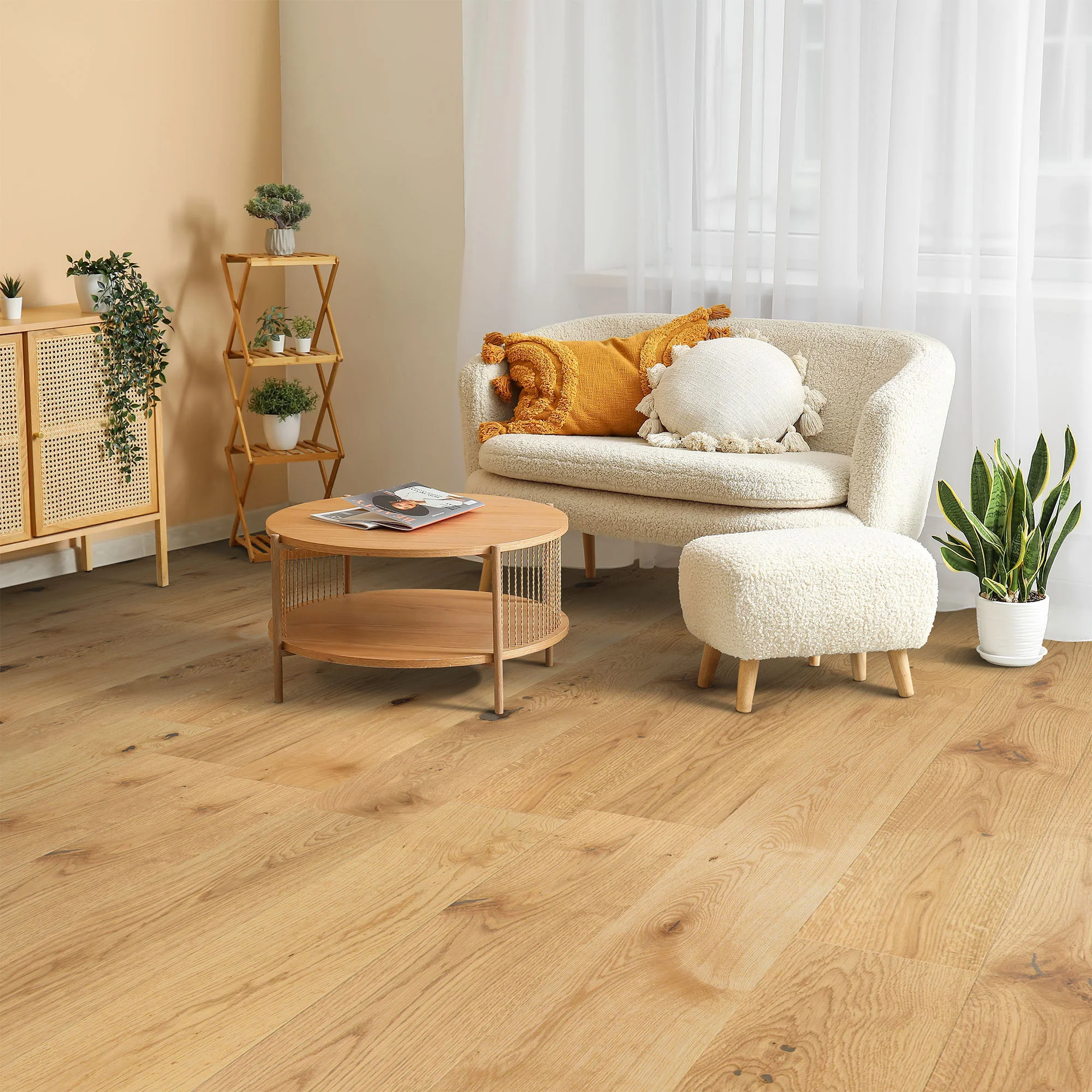 Natural Oak - 14mm Light Brushed Engineered Real Wood Flooring (EOTG14x194NAT)
