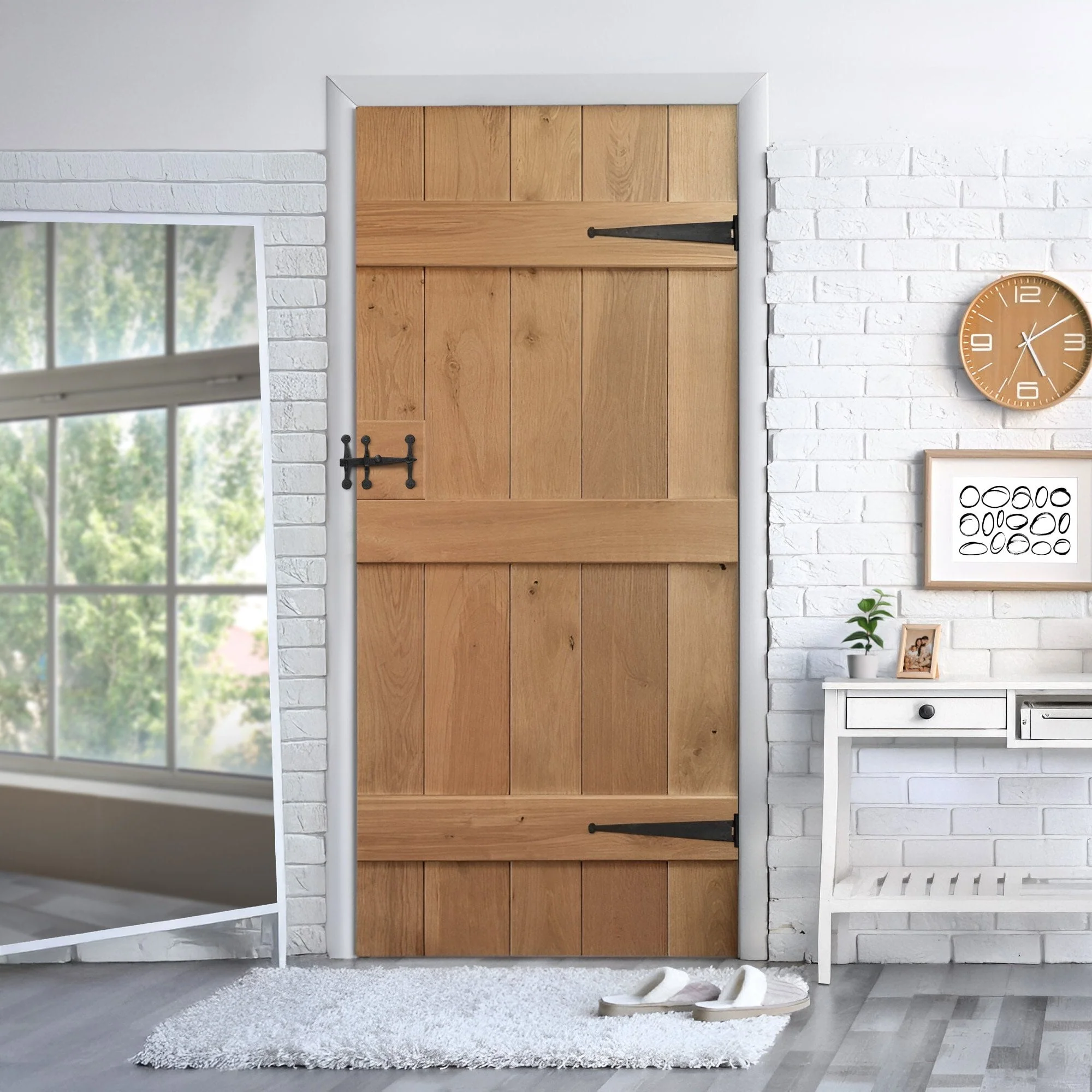 Solid Rustic Oak Grange Unfinished 3 Ledged Door (LDOAKLEDGED) - Image 7